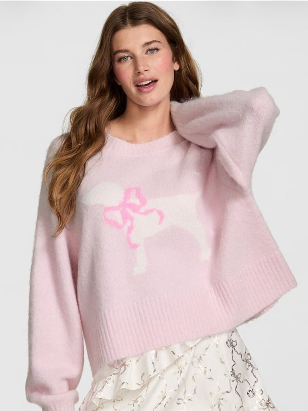 pink x loveshackfancy - dog bow sweater